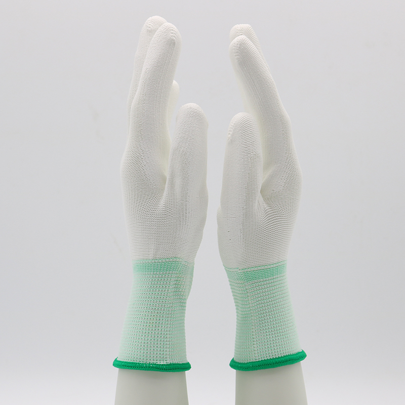 Anti Slip Nylon Liner Comfortable White PU Coating Work Gloves