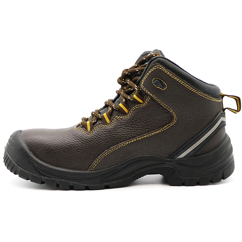 Brown Steel Toe Puncture Proof Leather Lining Industrial Safety Shoes Chile