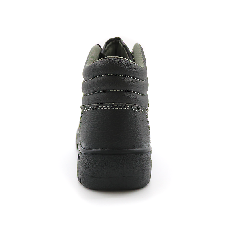 Black Leather Rubber Sole Cheap Safety Shoes for Construction