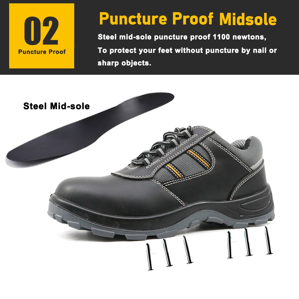 Black Steel Toe Construction Safety Shoes for Men