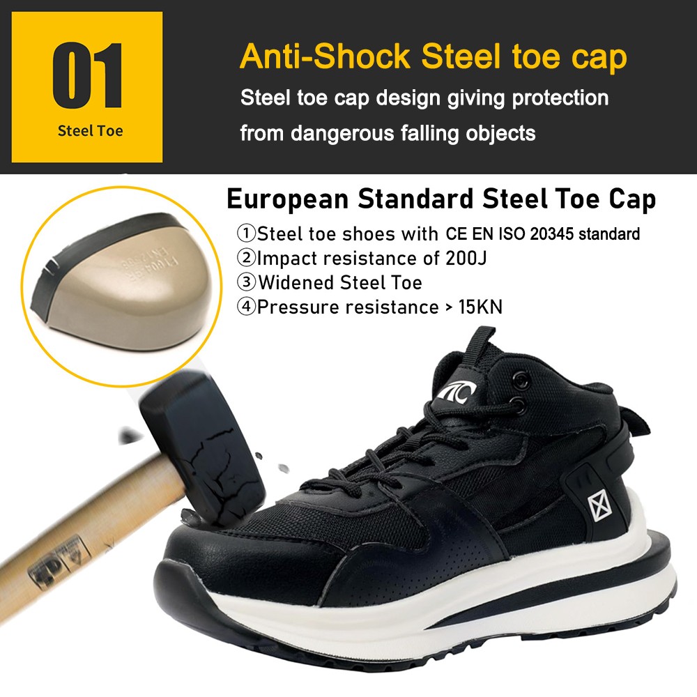 Black Industrial Safety Shoes with Steel Toe