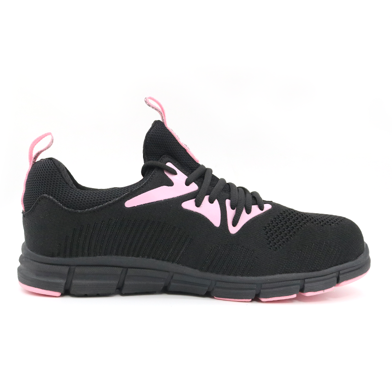 Anti-skid Sports Safety Shoes Pink for Women Steel Toe