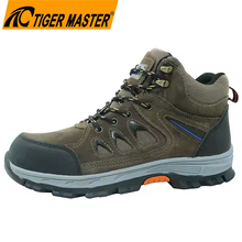 Rubber Sole Brown Suede Safety Shoes Hiking