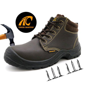Brown Leather Steel Toe Anti Puncture Industrial Safety Boots To Chile