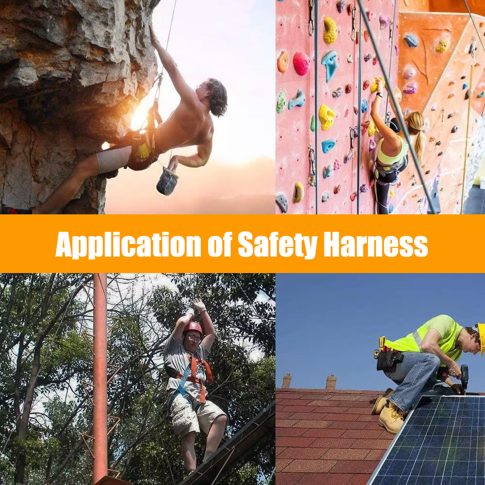 Outdoor Fall Protection Full Body Safety Harness with Shock Absorber Lanyard