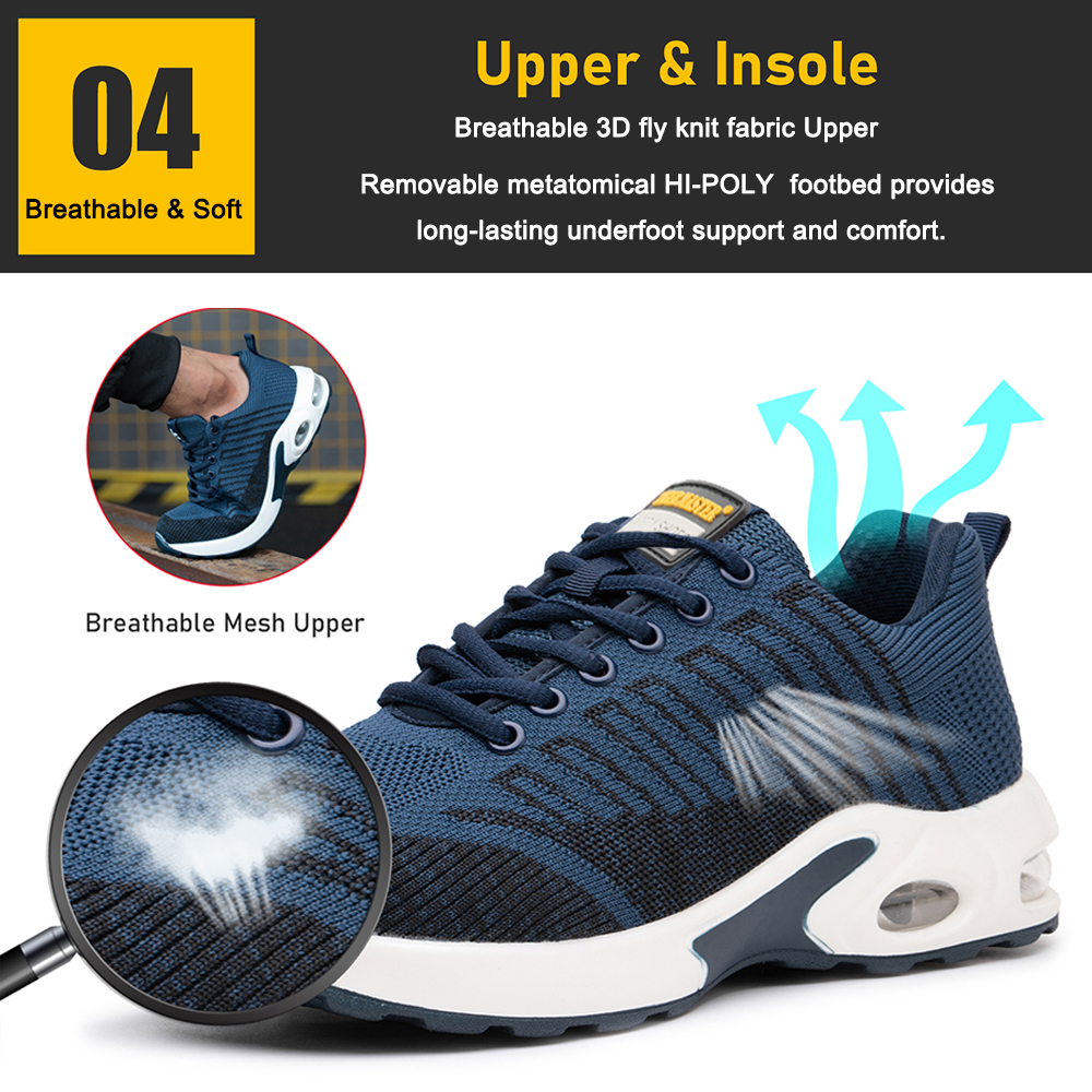 Shock Absorber PU Sole Steel Toe Fashion Safety Shoes Sports for Men