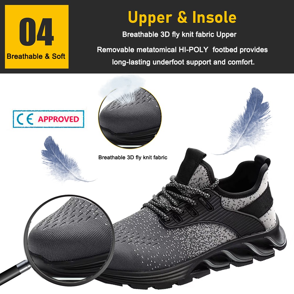 Grey Anti Puncture Steel Toe Comfort Safety Shoes Sport Type