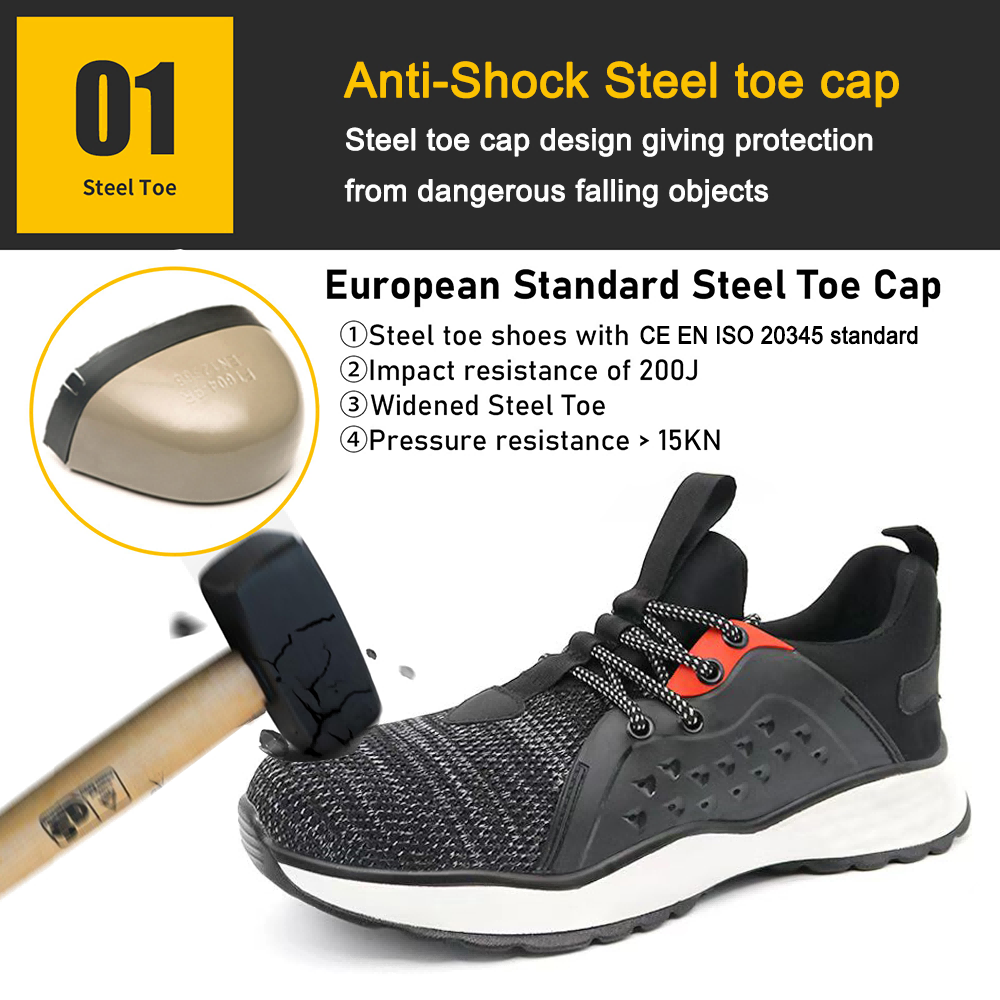 Anti Slip PU Sole Sport Work Safety Shoes with Steel Toe