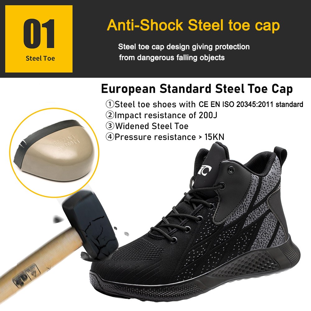 Soft EVA Sole Steel Toe Sports Safety Shoes for Men Light Weight