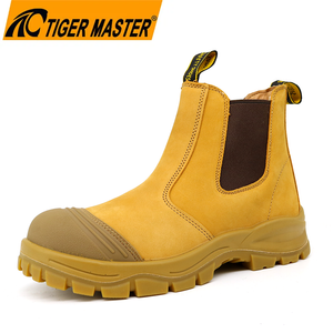PU Rubber Sole Nubuck Leather Safety Shoes without Lace