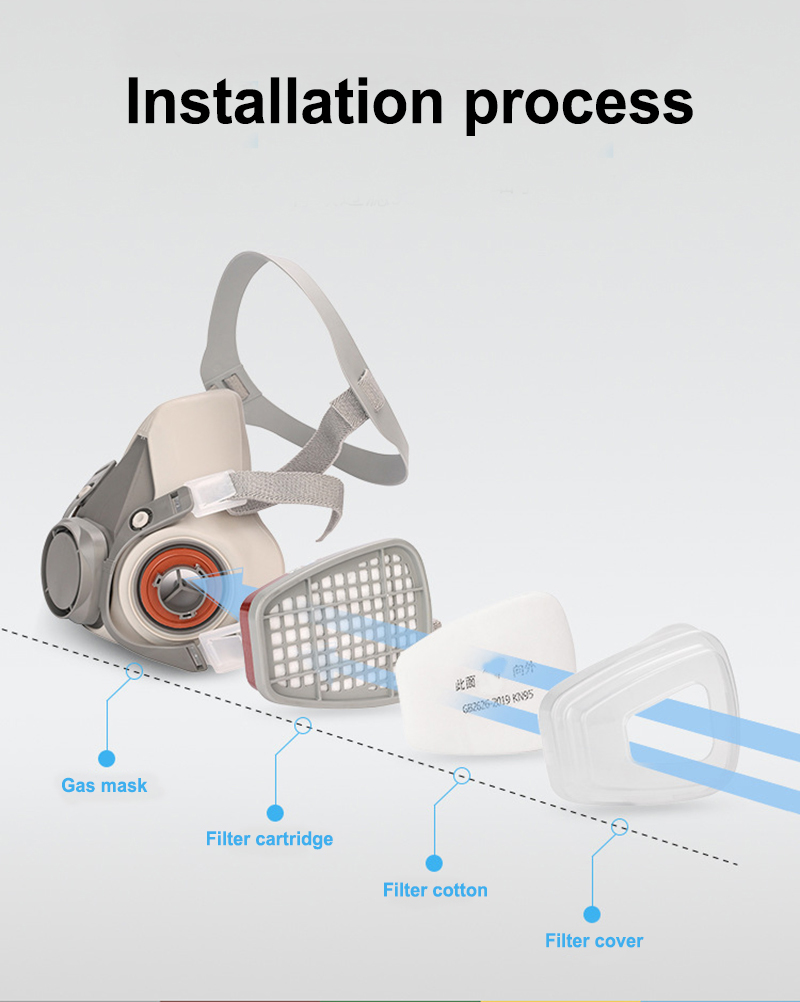 6200 Half Face Respirator Gas Mask with Two Filter Cartridge
