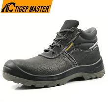 Black Leather Steel Toe Industrial Work Boots for Men