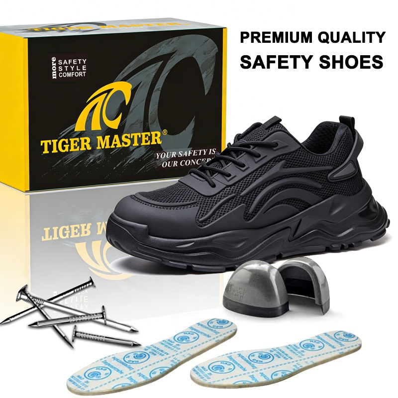 Non-slip Steel Toe Puncture Resistant Safety Shoes Black