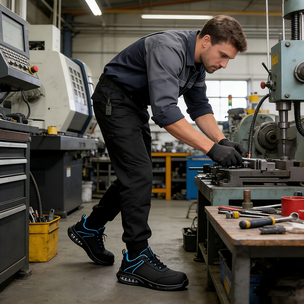 PUTEK Textile Steel Toe Anti-puncture Work Shoes for Men