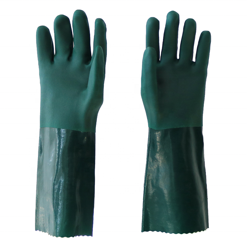 40CM Chemical Resistant Waterproof Green PVC Industrial Gloves