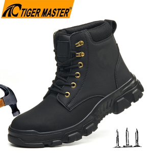 Black Steel Toe Labor Industrial Safety Boots