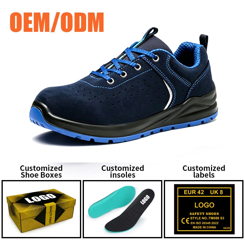 Blue Suede Leather Steel Toe Men's Safety Footwear