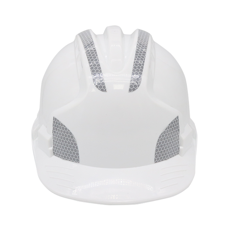 White HDPE Reflective Construction Engineer Safety Helmet