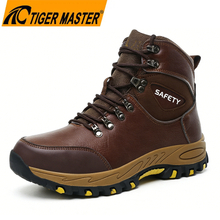 Full Grain Leather Fiberglass Toe Safety Boots Rubber Sole for Men