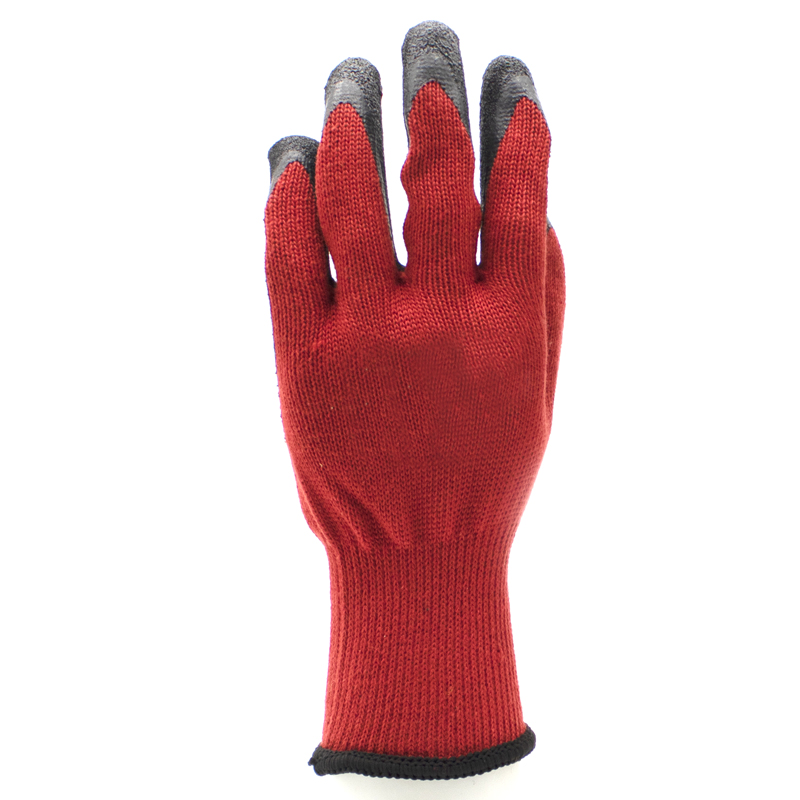 21G Poly-cotton Liner Black Latex Coated Work Gloves for Construction