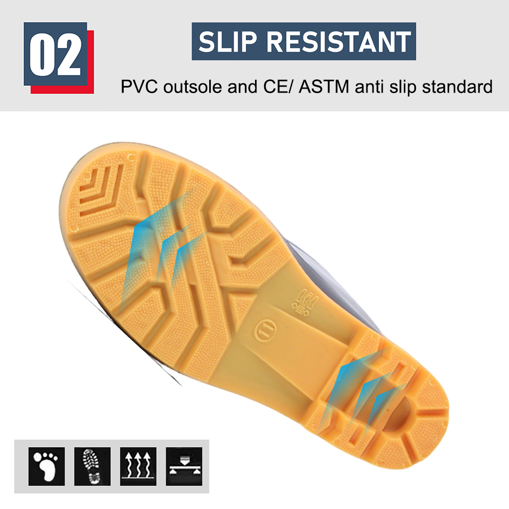 Anti-slip Black Shiny PVC Rain Boots Waterproof