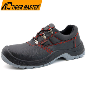 CE Non-slip Steel Toe Anti-puncture Work Safety Shoes Black Leather