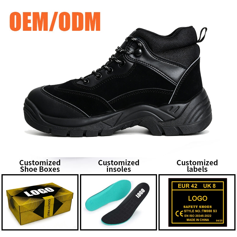 Steel Toe Anti-puncture Safety Boots Black Suede Leather