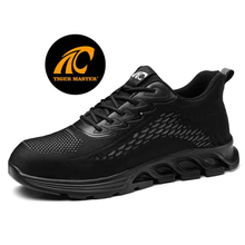 Black Soft Comfortable Sneakers Safety Shoes with Steel Toe