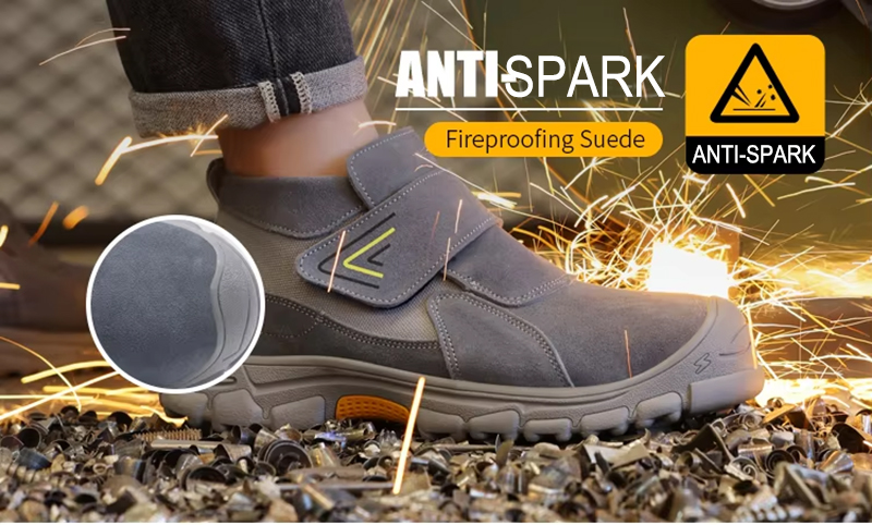 Anti-slip Steel Toe Grey Suede Safety Welding Shoes