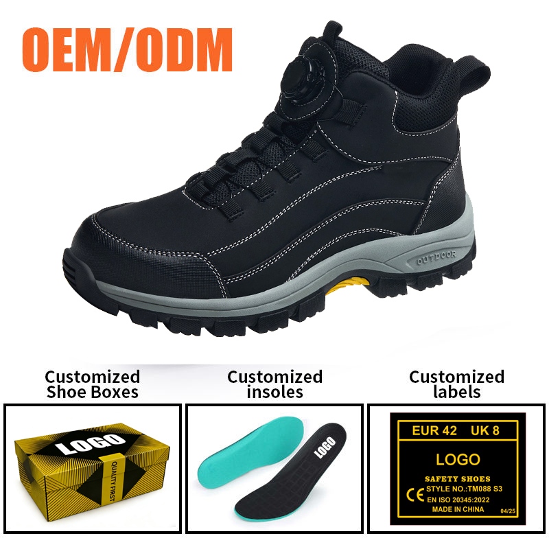 Steel Toe Puncture-proof Outdoor Safety Boots Black for Men