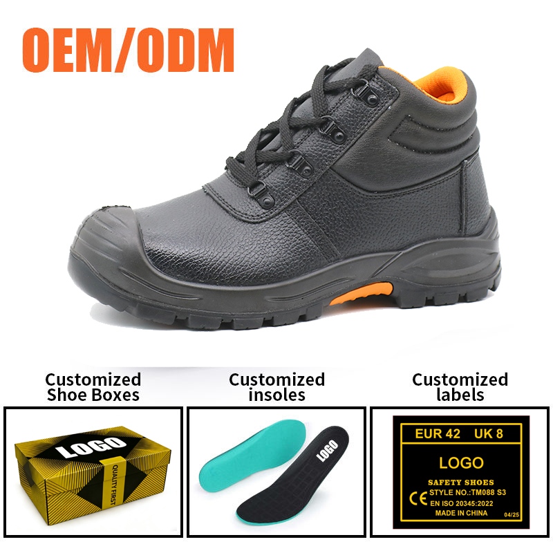 Steel Toe Leather Mining Safety Boots Rubber Sole