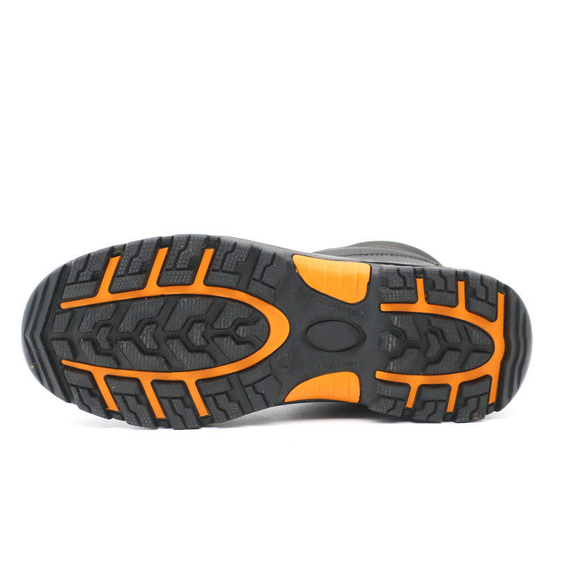 Steel Toe Leather Mining Safety Boots Rubber Sole