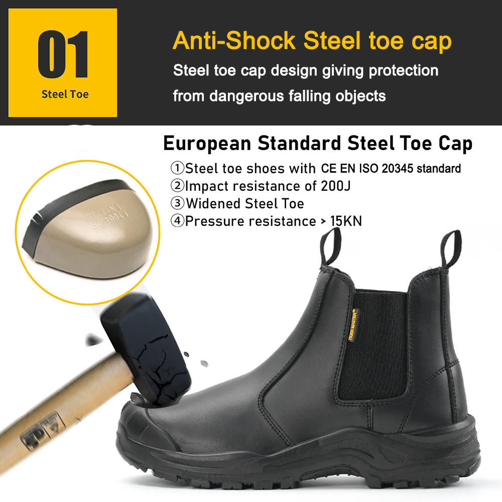 Steel Toe Puncture Proof Safety Shoes Leather without Laces