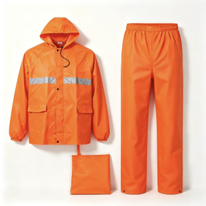 Orange Hooded Hi-vis Reflective Jacket Trousers Rainsuit