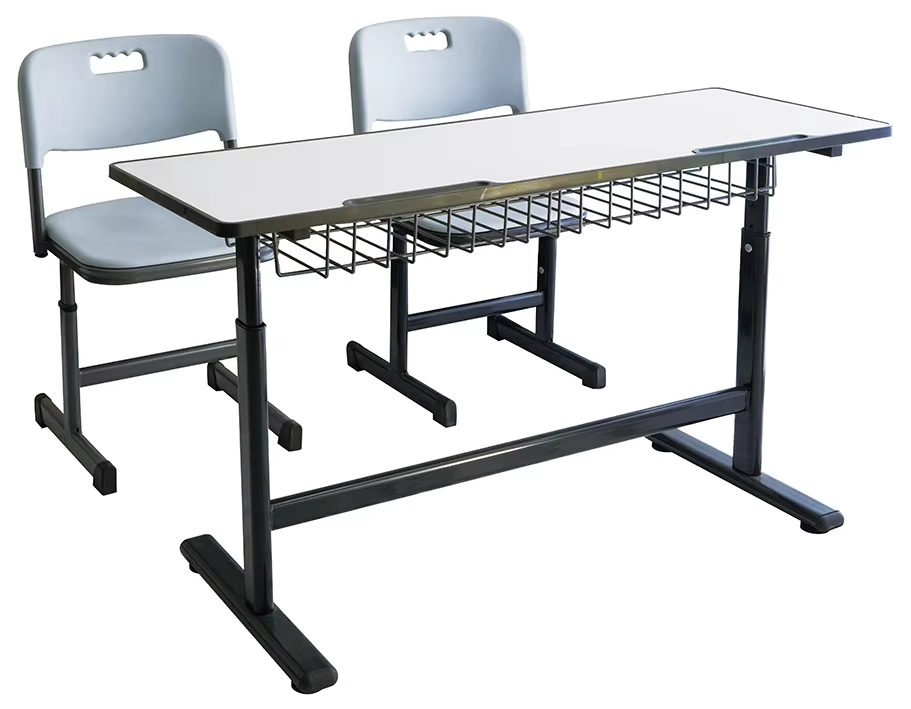 Factory Cheap Modern School Furniture MDF Board Detachable Double Student Desk and Chair
