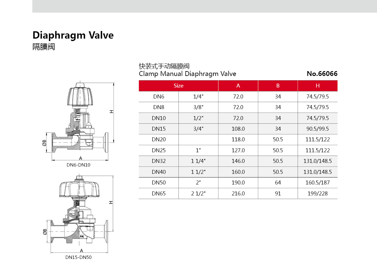 Санитарный мембранный клапан из нержавеющей стали