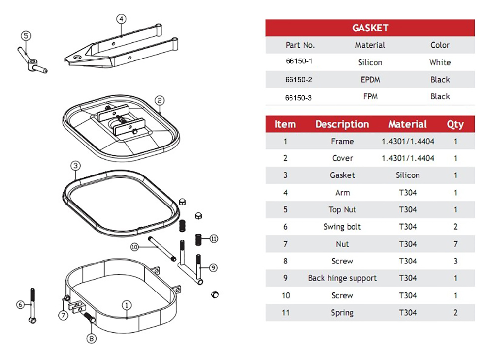 чертеж санитарного люка резервуара прямоугольной формы с одним пересекающимся плечом