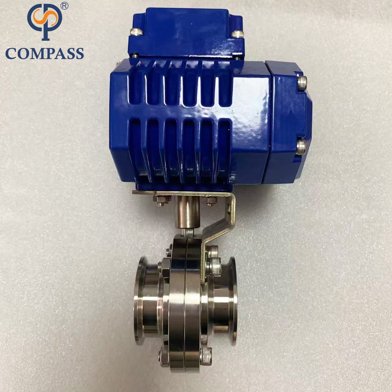 3-дюймовый TC91MM Tri Зажимной клапан-бабочка конца SS304 с электрической головкой