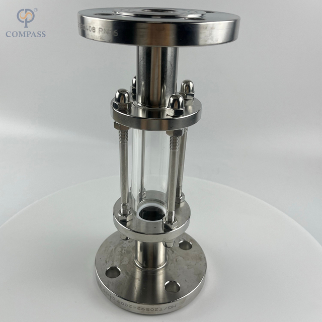 САНИТАРНОЕ СМОТРОВОЕ СТЕКЛО С ФЛАНЦЕВЫМИ КОНЦАМИ ИЗ НЕРЖАВЕЮЩЕЙ СТАЛИ С ОБЛИЦОВКОЙ из ПТФЭ