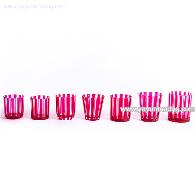 pink empty handmade glass candle vessel