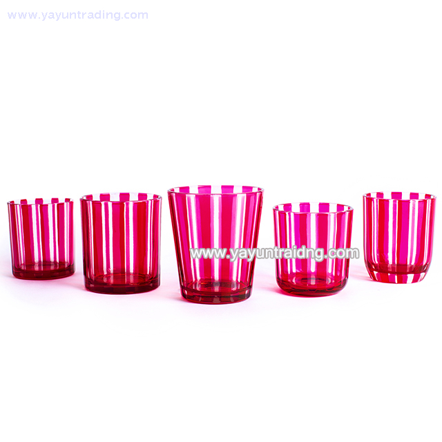pink empty handmade glass candle vessel