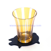 customized handmade short glass drinking cup with natural slate coaster