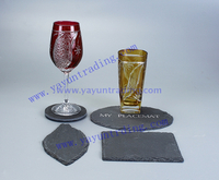 red wine glass with slate tray