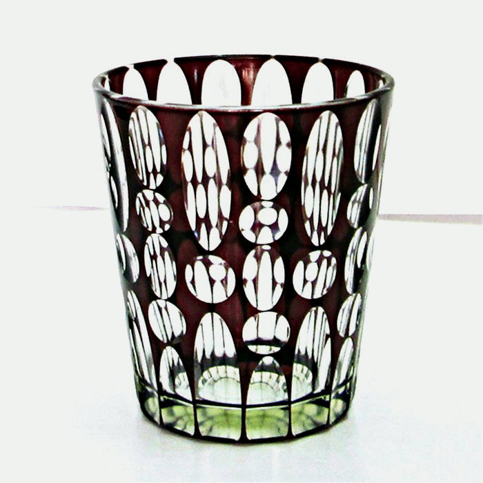 hand cut oval dot colorful glass candle jar
