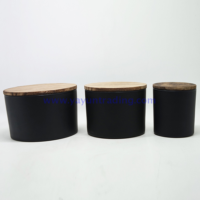 2019 frosted glass candle cup with sealed wooden lid