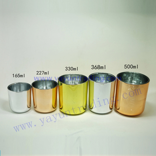 lovely electroplated rose gold color glass scented soy candle jar
