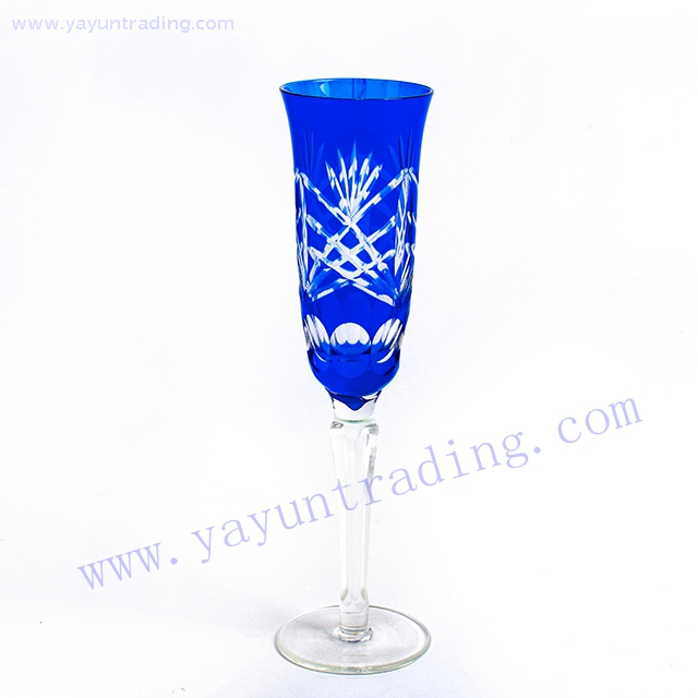 hand cut set 6 colored champagne flute
