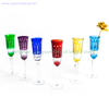 Bohemia Copper Red Carved Thick Stem Glass Champagne Flutes
