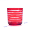 hand cut red sprayed color round bottom glass candle jar