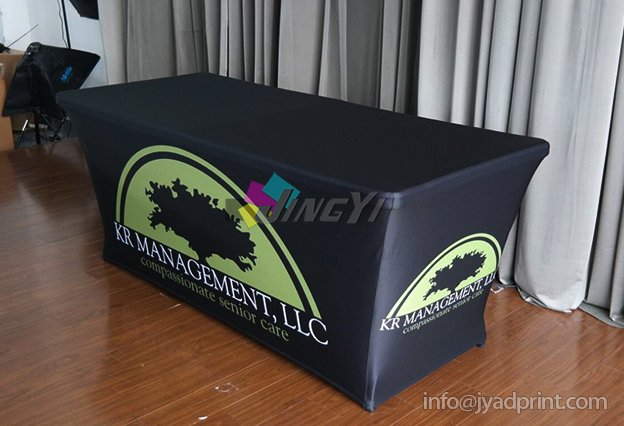 Custom Printed Trade Show Table Covers Heat Resistant Cheap Table Cloth, Custom trade show printed fabric tablecloth custom table cover